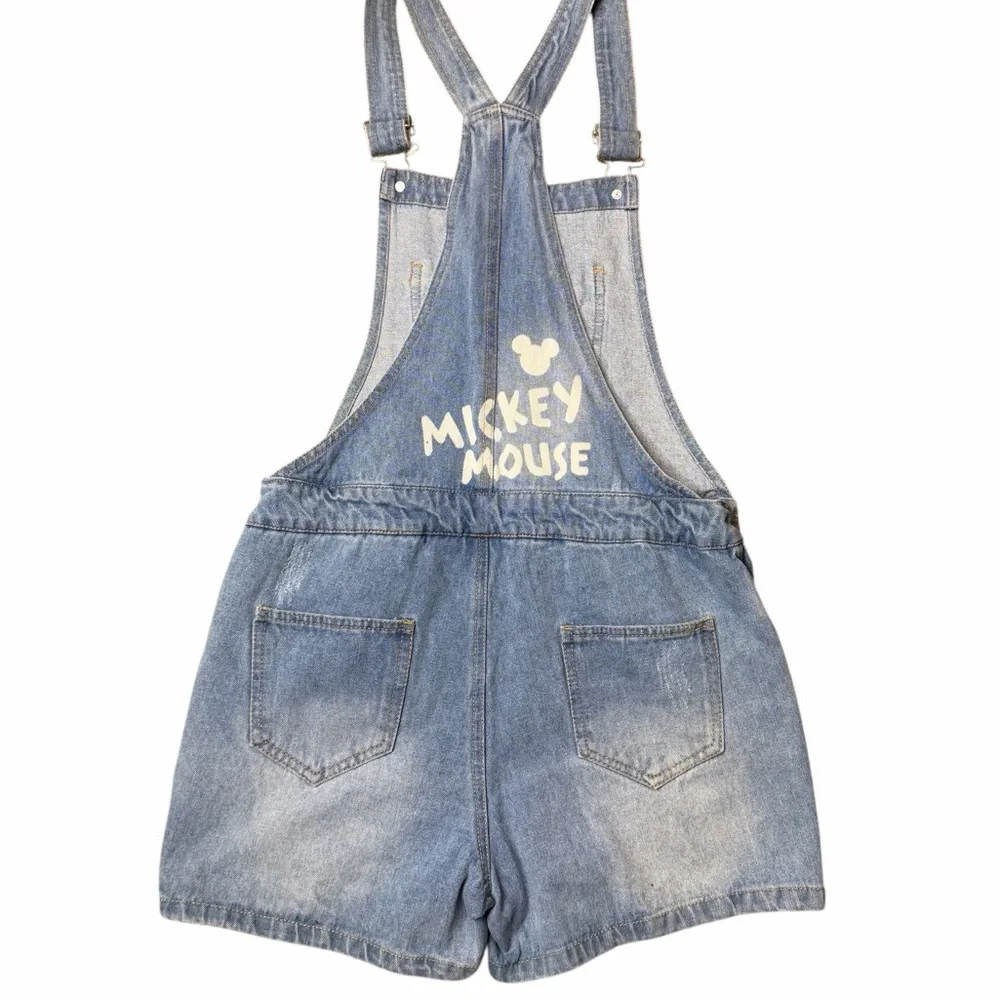 Disney Women’s Blue Overalls with Mickey Mouse Sequin Patches - Picture 3 of 8